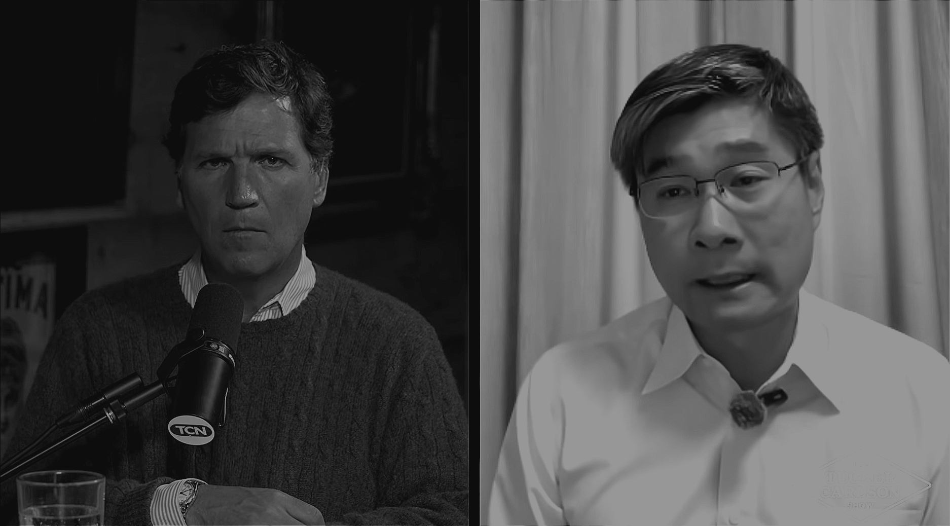 Screenshot of Jiang Xueqin being interviewed by Tucker Carlson.