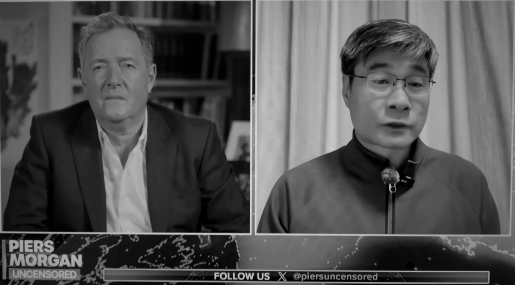 Jiang being interviewed by Piers Morgan.